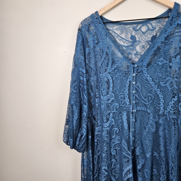 Torrid Blue Lace Lined Dress 1 - Picture 2 of 9
